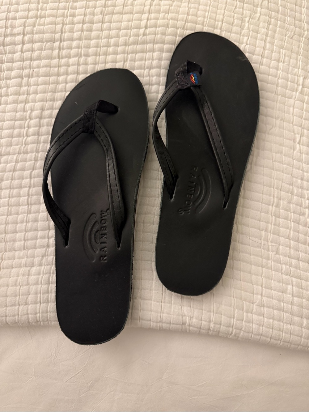 Rainbow Black Strap Flip Flops